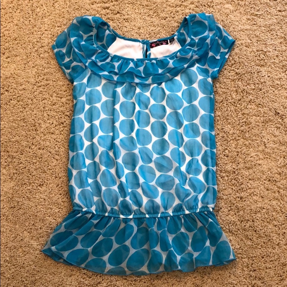 Tempted Size Small 7/8 Dressy Top Cute Polka Dots